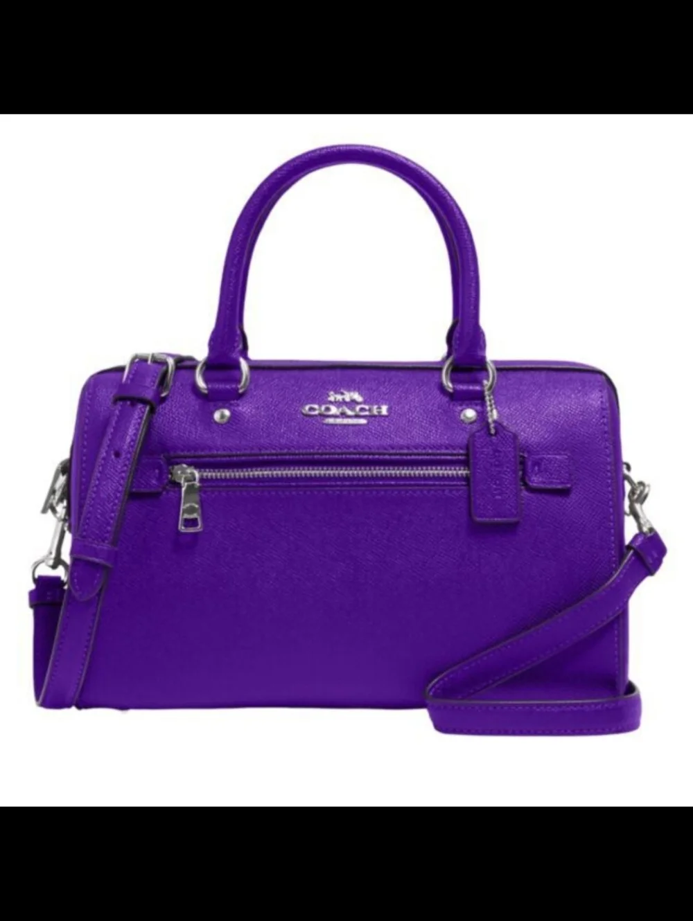 Coach Purple Leather Satchel with Shoulder Strap